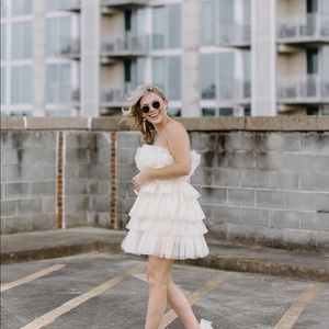 Strapless tulle mini dress